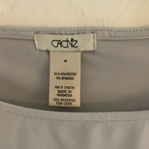 Cache Gray & Silver Metallic Blouse w/Zipper Details, Size M - Picture 6 of 7